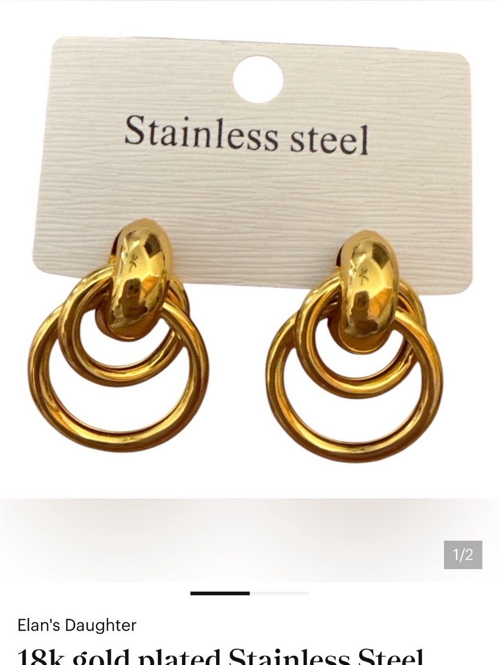 Gold Double-Hoop Stainless Steel Earrings